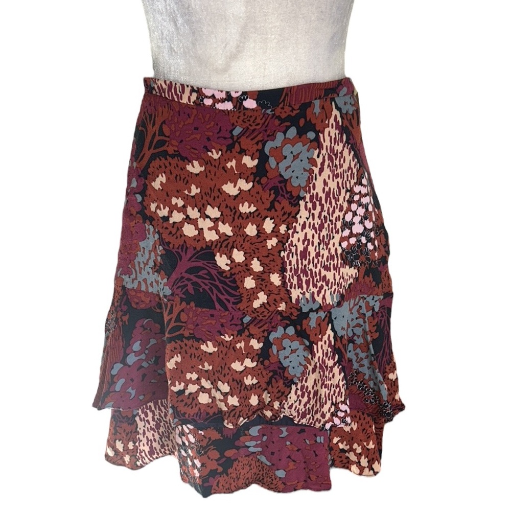 Boden Abstract Floral Print Layered Tiered A-Line Mini Skirt - 12